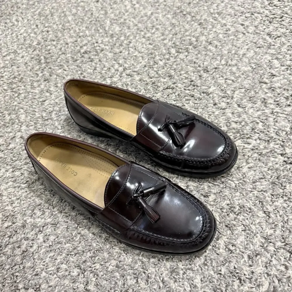 Cole Haan Men's Size 12 D Pinch Tassel Loafer Burgundy Patent Leather